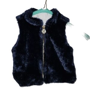 Nicole Miller New York Navy Blue Faux Fur Vest Size 18M